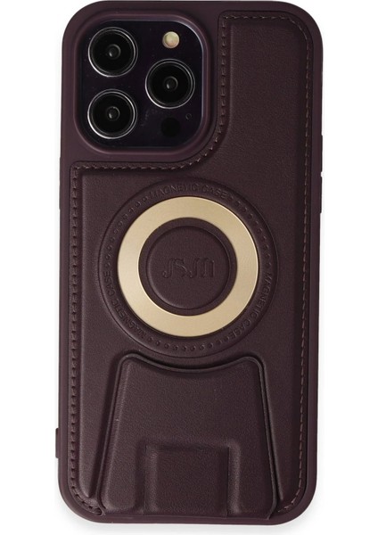 Newface iPhone 13 Pro Max Kılıf Merkür Magneticsafe Standlı Kapak - Derin Mor