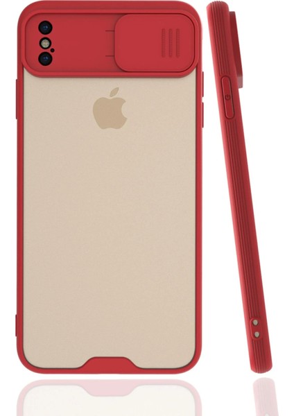 Newface iPhone Xs Max Kılıf Platin Kamera Koruma Silikon - Kırmızı