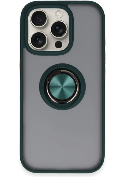 Newface iPhone 16 Pro Kılıf Montreal Yüzüklü Silikon Kapak - Yeşil