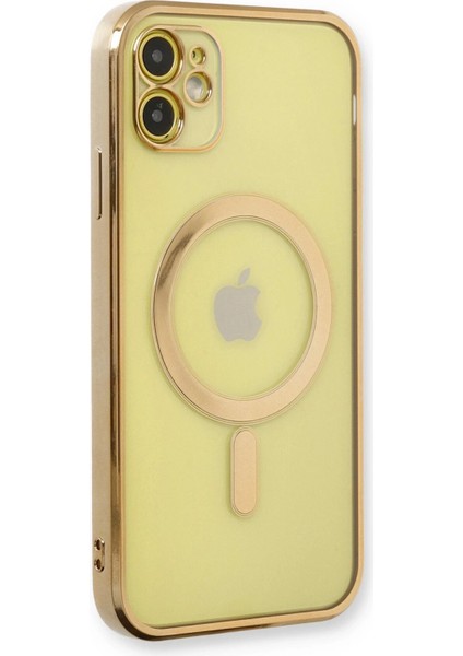Newface iPhone 12 Kılıf Magneticsafe Lazer Silikon - Gold