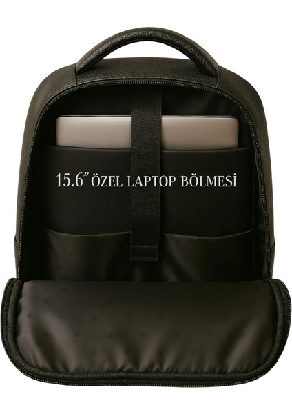 Sırt Çantası 15.6'' Inç Deri Laptop Suya Dayanıklı Siyah fırsatları