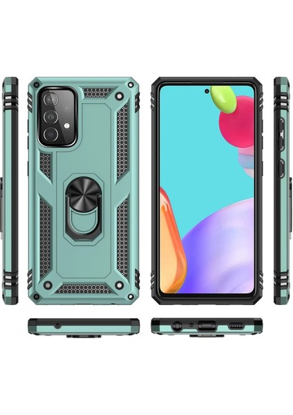Newface Samsung Galaxy A52 Kılıf Sofya Yüzüklü Silikon Kapak - Yeşil