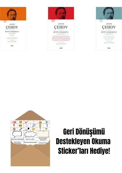 Anton Çehov Bütün Eserleri 11 (Ciltli) + Anton Çehov Bütün Eserleri 10 (Ciltli) + Anton Çehov Bütün Eserleri 9 (Ciltli) + Okuma Sticker'ları