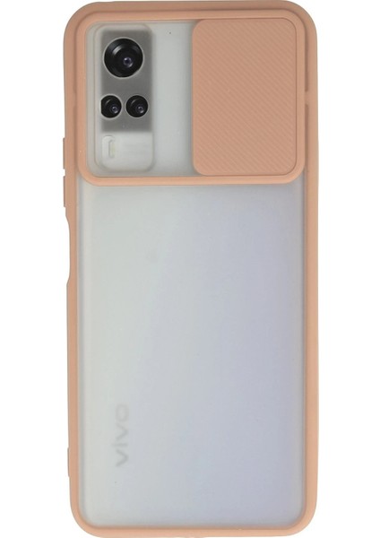 Newface Vivo Y53S Kılıf Palm Buzlu Kamera Sürgülü Silikon - Pembe