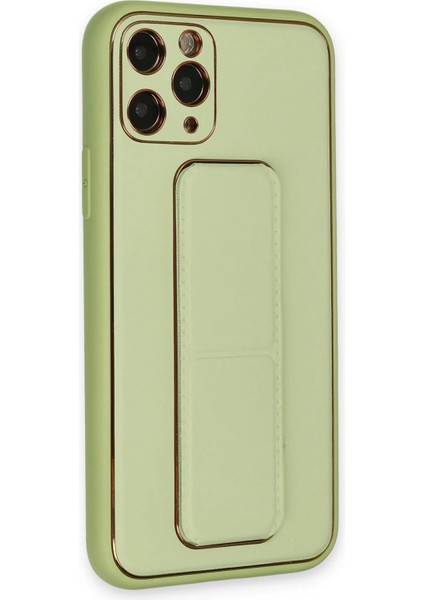 Newface iPhone 11 Pro Max Kılıf Coco Deri Standlı Kapak - Su Yeşili