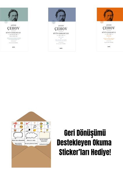 Anton Çehov Bütün Eserleri 14 (Ciltli) + Anton Çehov Bütün Eserleri 13 (Ciltli) + Anton Çehov Bütün Eserleri 11 (Ciltli) + Okuma Sticker'ları