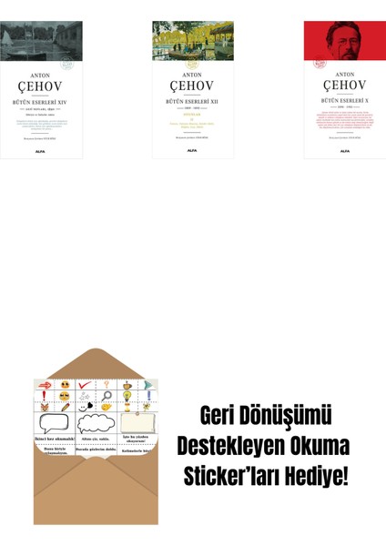 Anton Çehov Bütün Eserleri 14 + Anton Çehov Bütün Eserleri 12 + Anton Çehov Bütün Eserleri 10 (Ciltli) + Okuma Sticker'ları