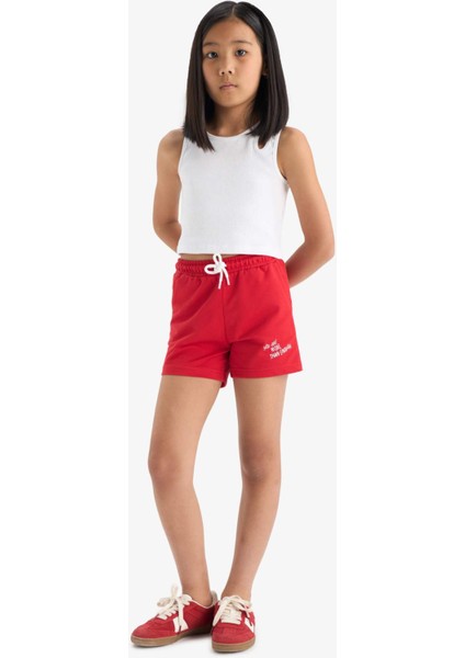 Kız Çocuk Beli Lastikli Baskılı 2'li Şort fırsatları