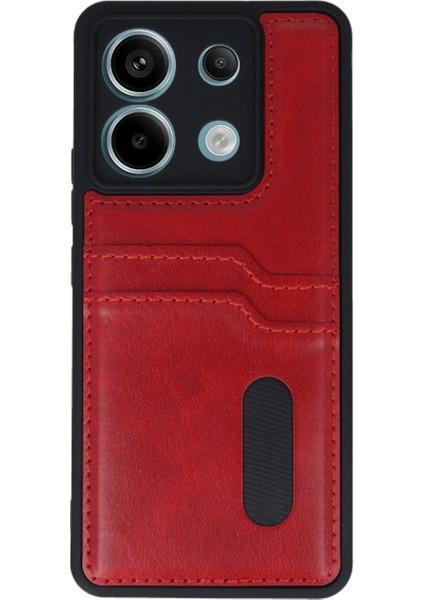 Newface Xiaomi Redmi Note 13 Pro 4g Kılıf Sara Kartvizitli Deri Kılıf - Kırmızı fiyatları
