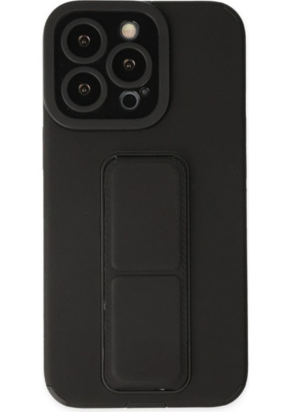 Newface iPhone 13 Pro Max Kılıf Mega Standlı Silikon - Siyah