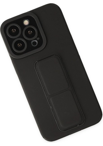 Newface iPhone 13 Pro Max Kılıf Mega Standlı Silikon - Siyah