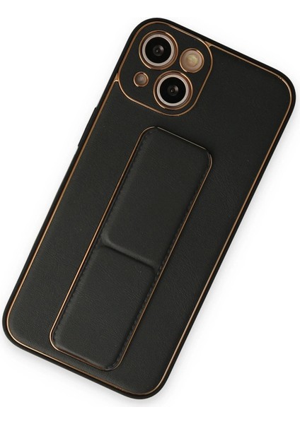 Newface iPhone 14 Plus Kılıf Coco Deri Standlı Kapak - Siyah