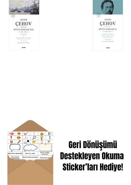 Anton Çehov Bütün Eserleri 13 + Anton Çehov Bütün Eserleri 9 (Ciltli) + Okuma Sticker'ları