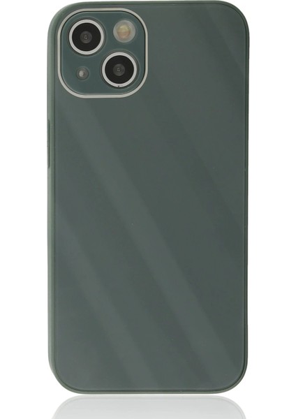 Newface iPhone 14 Plus Kılıf Glass Kapak - Koyu Yeşil