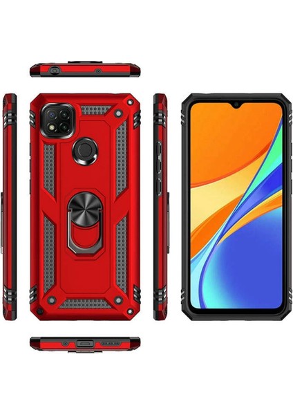 Newface Xiaomi Redmi 9c Kılıf Sofya Yüzüklü Silikon Kapak - Rose