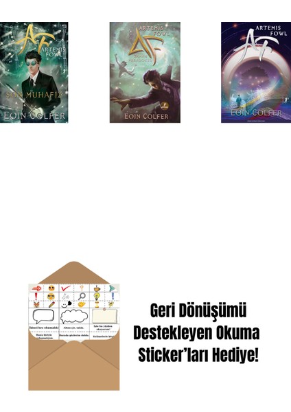 Artemis Fowl 8 - Son Muhafız + Artemis Fowl 6 - Zaman Paradoksu + Artemis Fowl 1 + Okuma Sticker'ları