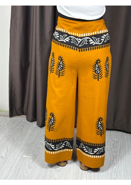 Etnik Desenli Bağlamalı Bulmaca Pantolon fırsatları