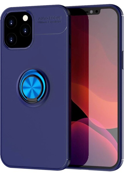 Newface iPhone 12 Pro Max Kılıf Range Yüzüklü Silikon - Mavi