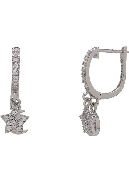 Ayyıldız Model Zirkon Taşlı 925 Ayar Gümüş Kadın Küpe