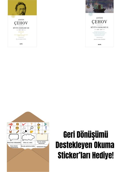 Anton Çehov Bütün Eserleri 12 (Ciltli) + Anton Çehov Bütün Eserleri 9 + Okuma Sticker'ları