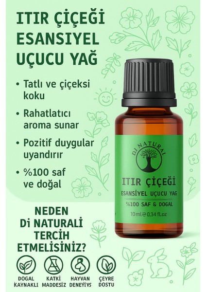 Itır Çiçeği Uçucu Yağ Saf Doğal Esans Buhurdanlık Difüzör Oda Esansı 10 ml
