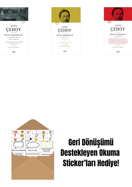 Anton Çehov Bütün Eserleri 14 + Anton Çehov Bütün Eserleri 12 (Ciltli) + Anton Çehov Bütün Eserleri 10 (Ciltli) + Okuma Sticker'ları