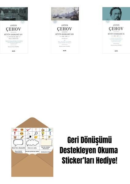 Anton Çehov Bütün Eserleri 14 + Anton Çehov Bütün Eserleri 13 + Anton Çehov Bütün Eserleri 9 (Ciltli) + Okuma Sticker'ları