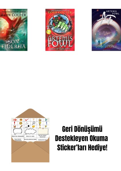 Son Ejderha + Artemis Fowl 5 - Kayıp Koloni + Artemis Fowl 1 + Okuma Sticker'ları