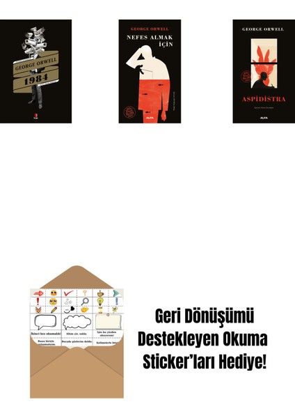 1984 + Nefes Almak Için (Ciltli) + Aspidistra + Okuma Sticker'ları