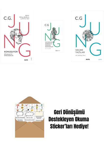 Jung Konuşuyor + Nietzsche'nin Zerdüşt'ü Üzerine Seminerler (Ciltli) + Jung Seçme Yazılar + Okuma Sticker'ları