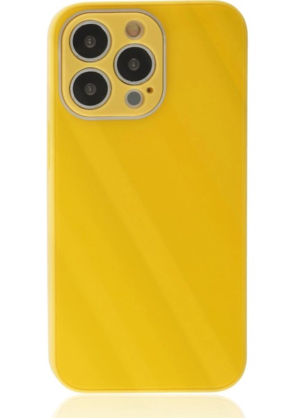 Newface iPhone 13 Pro Kılıf Glass Kapak - Sarı