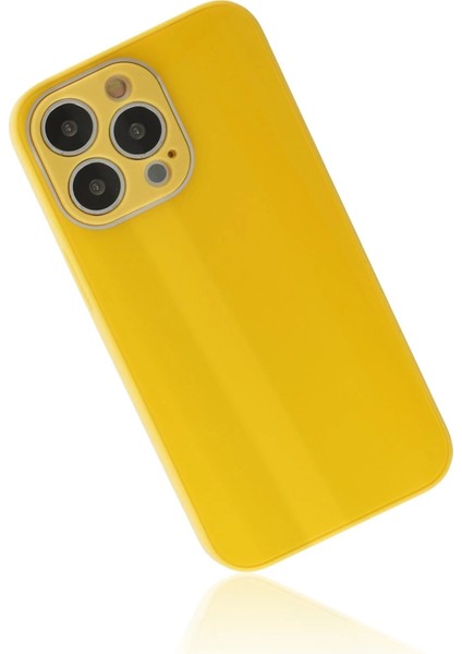 Newface iPhone 13 Pro Kılıf Glass Kapak - Sarı