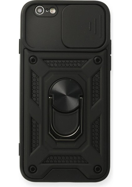 Newface iPhone 6 Kılıf Pars Lens Yüzüklü Silikon - Siyah