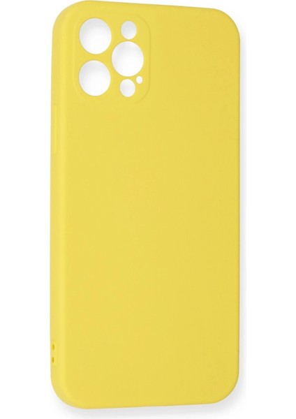Newface iPhone 12 Pro Max Kılıf Nano Içi Kadife Silikon - Sarı
