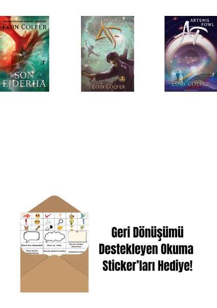 Son Ejderha + Artemis Fowl 6 - Zaman Paradoksu + Artemis Fowl 1 + Okuma Sticker'ları