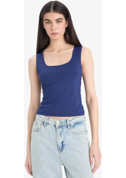 Slim Fit Dar Kesim Basic Düz Kare Yaka Atlet C2622AX25SP fırsatları