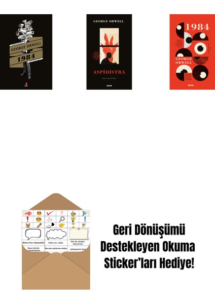 1984 + Aspidistra (Ciltli) + 1984 (Ciltli) + Okuma Sticker'ları