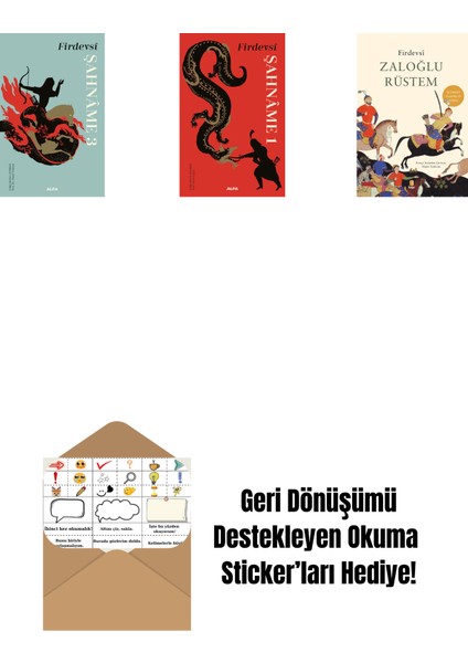 Şahnâme 3 (Ciltli) + Şahnâme 1 (Ciltli) + Zaloğlu Rüstem + Okuma Sticker'ları