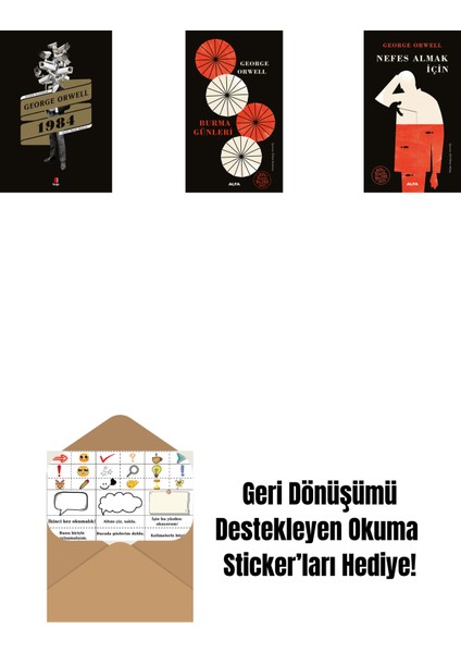 1984 + Burma Günleri + Nefes Almak Için (Ciltli) + Okuma Sticker'ları