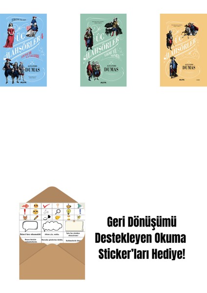 Üç Silahşörler 4 - Louise De La Valliere (Ciltli) + Üç Silahşörler Yirmi Yıl Sonra (Ciltli) + Üç Silahşörler (Ciltli) + Okuma Sticker'ları