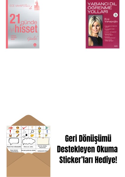 21 Günde Iyi Hisset (Günlük) + Yabancı Dil Öğrenme Yolları + Okuma Sticker'ları