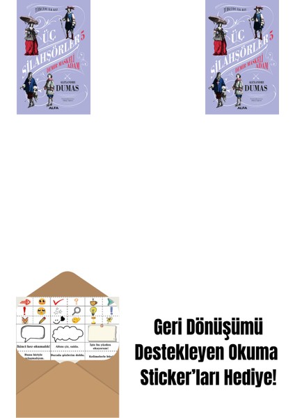 Üç Silahşörler 5 - Demir Maskeli Adam + Üç Silahşörler 5 - Demir Maskeli Adam (Ciltli) + Okuma Sticker'ları