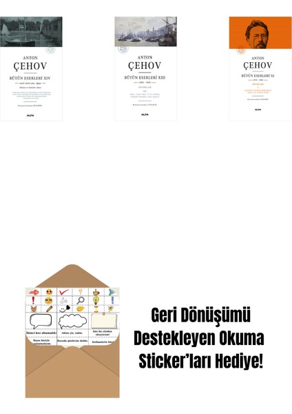 Anton Çehov Bütün Eserleri 14 + Anton Çehov Bütün Eserleri 13 + Anton Çehov Bütün Eserleri 11 (Ciltli) + Okuma Sticker'ları