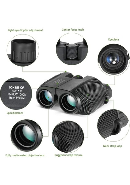 10X25 Kompakt Dürbün Yüksek Güçlü Açık Spor Teleskop Cep Kapsamı Konser Seyahat Çocuklar Için Hediye fırsatları