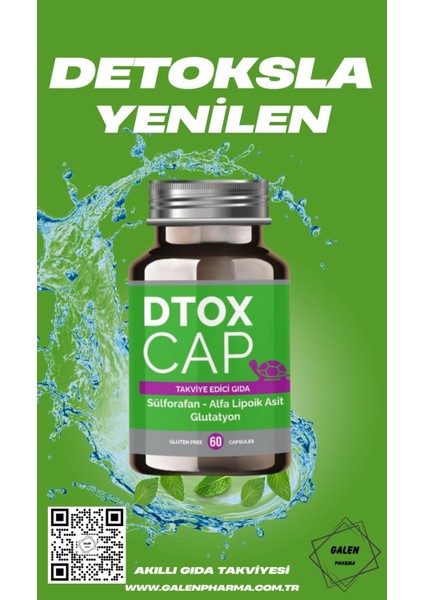 Dtox Cap 60 Kapsül (KARACİĞER Detoksu) Glutatyon, Devedikeni ve Enginar İçeren Takviye Edici Gıda
