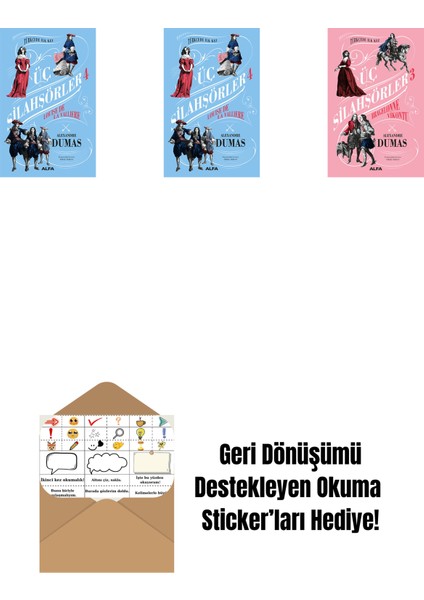 Üç Silahşörler 4 - Louise De La Valliere (Ciltli) + Üç Silahşörler 4 - Louise De La Valliere + Üç Silahşörler 3 - Bragelonne Vikontu (Ciltli) + Okuma Sticker'ları