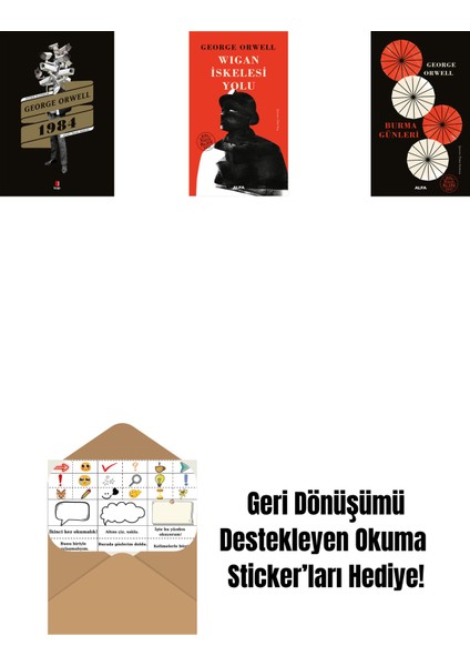 1984 + Wigan Iskelesi Yolu (Ciltli) + Burma Günleri + Okuma Sticker'ları