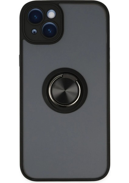 Newface iPhone 14 Kılıf Montreal Yüzüklü Silikon Kapak - Siyah