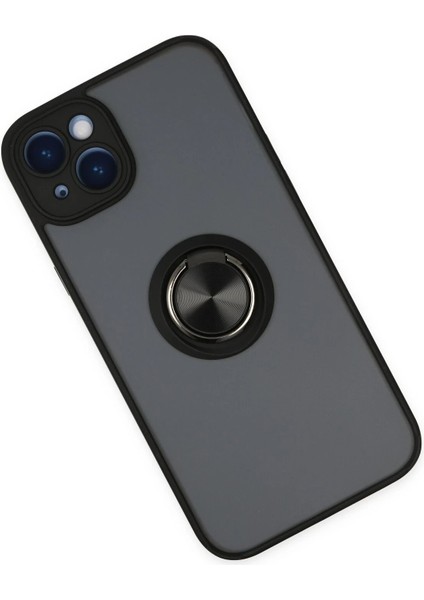 Newface iPhone 14 Kılıf Montreal Yüzüklü Silikon Kapak - Siyah