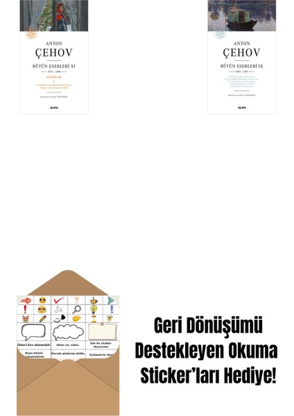 Anton Çehov Bütün Eserleri 11 + Anton Çehov Bütün Eserleri 9 + Okuma Sticker'ları